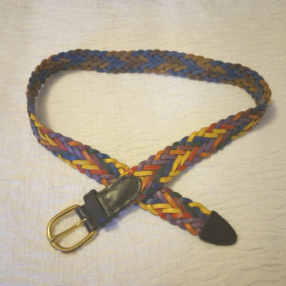 Colorful Braided Leather Belt sz S